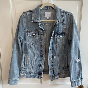 Old Navy jean jacket, distressed light wash, size medium